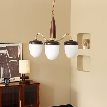 Hazelnut Branch Chandelier with Adjustable Height