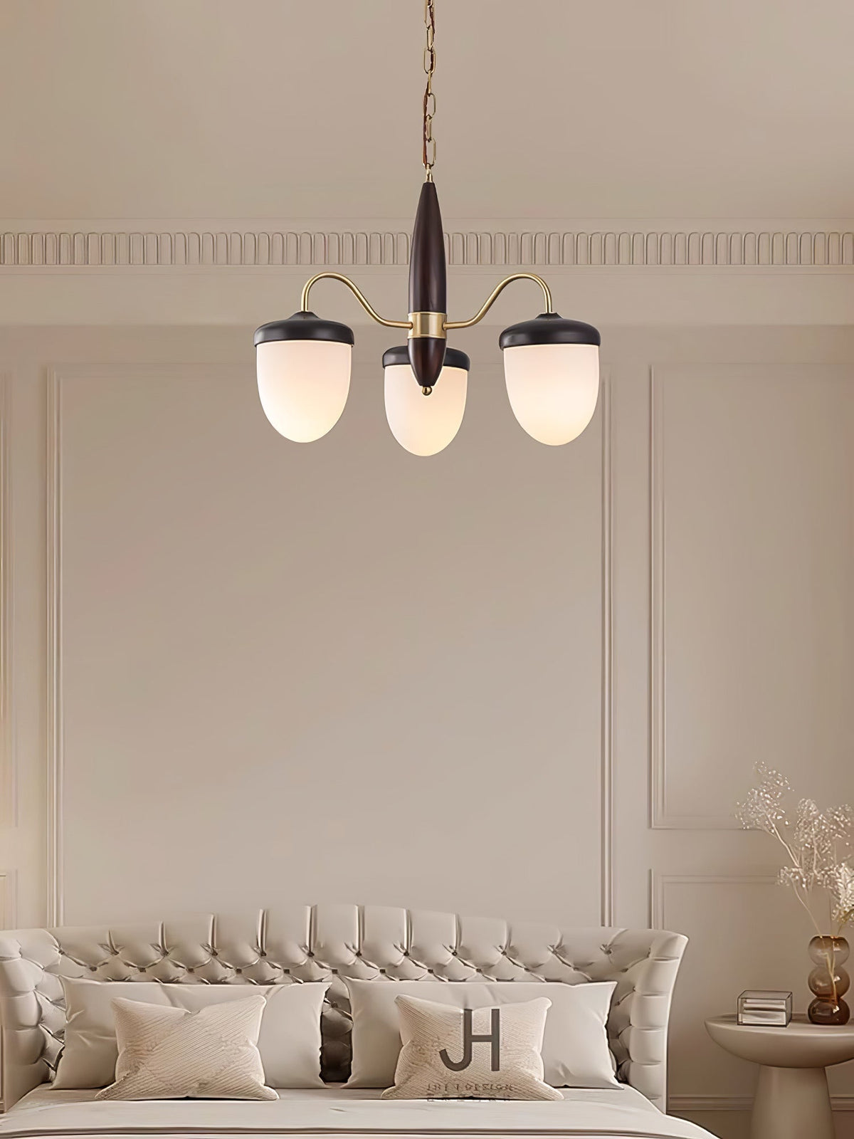 Hazelnut Branch Chandelier with Adjustable Height