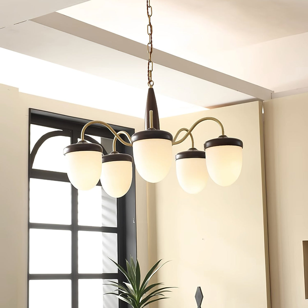 Hazelnut Branch Chandelier with Adjustable Height — front view