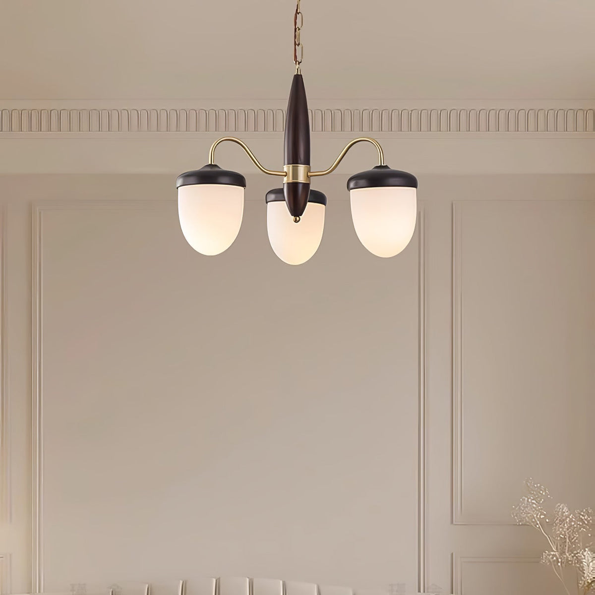 Hazelnut Branch Chandelier with Adjustable Height