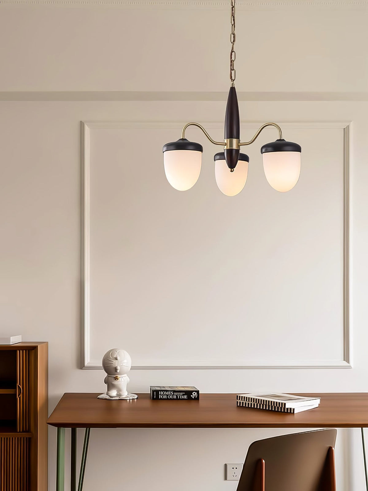 Hazelnut Branch Chandelier with Adjustable Height