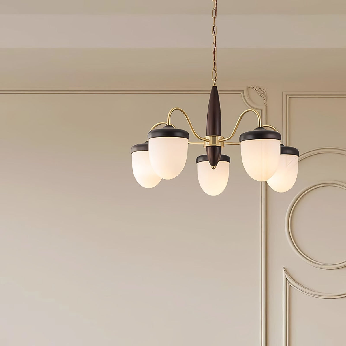 Hazelnut Branch Chandelier with Adjustable Height