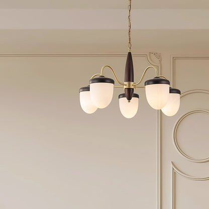 Hazelnut Branch Chandelier with Adjustable Height
