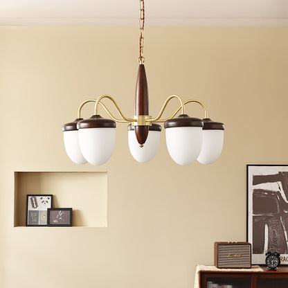 Hazelnut Branch Chandelier with Adjustable Height