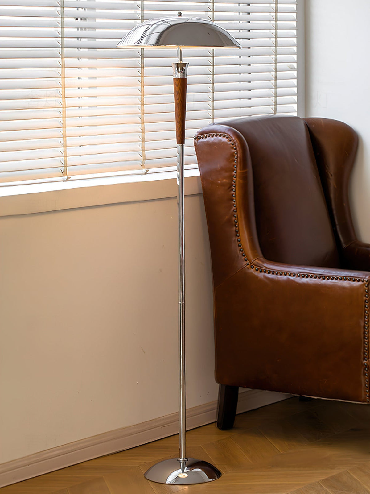 Helmet Floor Lamp - Adjustable Height, LED Light Source, Modern Design — lifestyle view