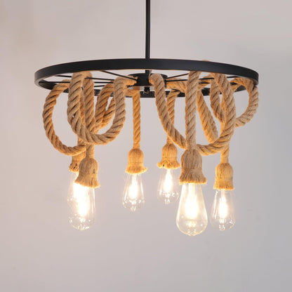 Hemp Rope Industrial Chandelier Position 16