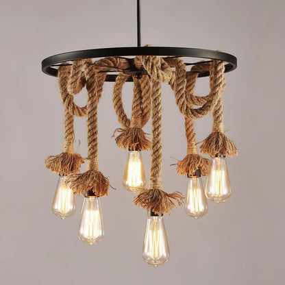Hemp Rope Industrial Chandelier Position 14