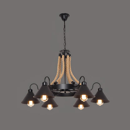 Hemp Rope Industrial Horn Chandelier Position 20