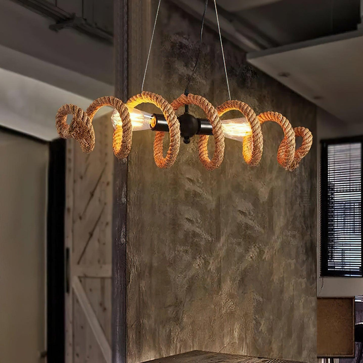 Hemp Rope Industrial Spiral Chandelier Position 8