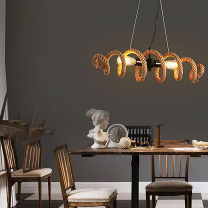 Hemp Rope Industrial Spiral Chandelier Position 7