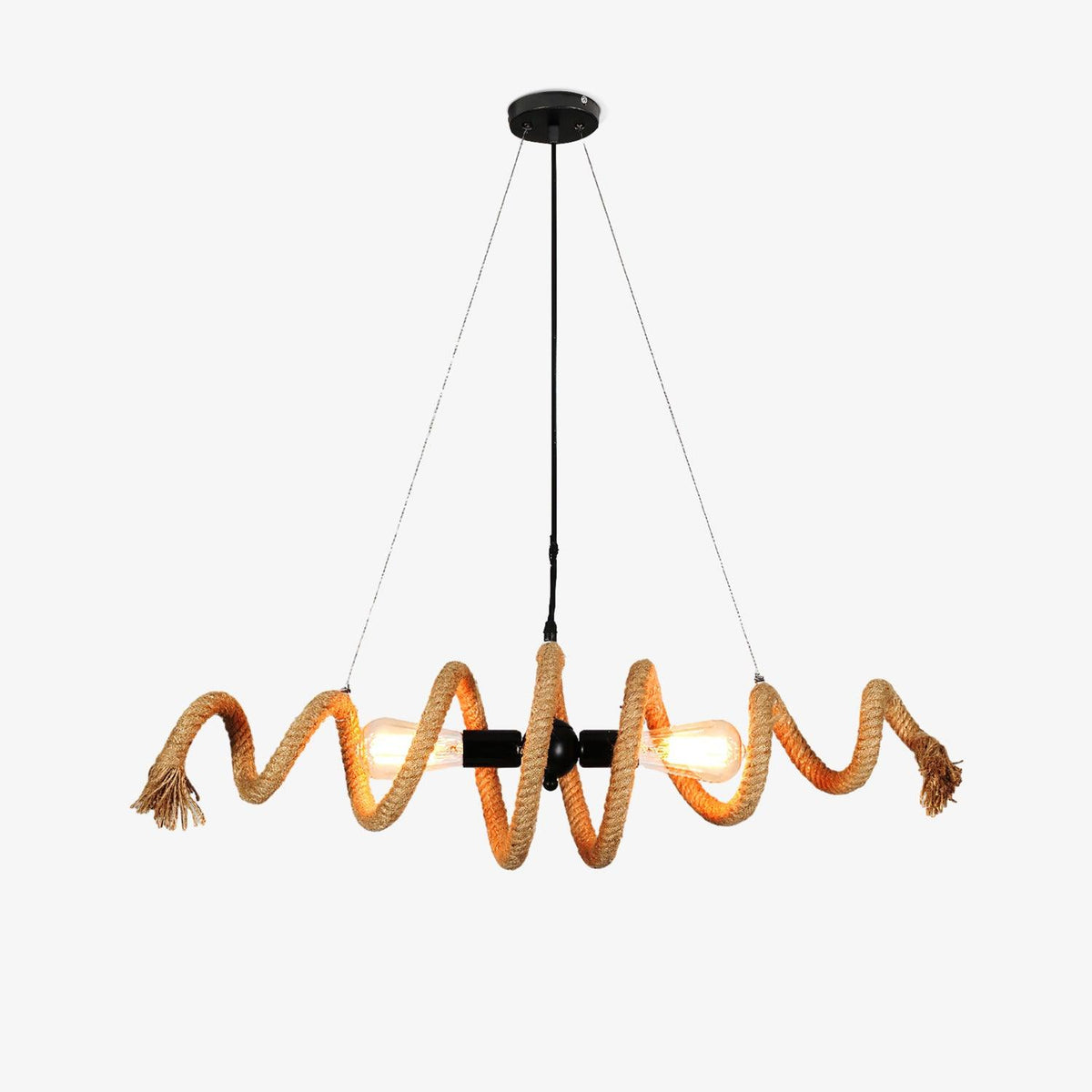 Hemp Rope Spiral Chandelier, Eco-Friendly Design — front view