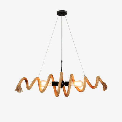 Hemp Rope Spiral Chandelier, Eco-Friendly Design — front view