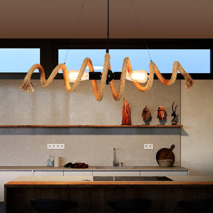 Hemp Rope Spiral Chandelier, Eco-Friendly Design — alternate angle