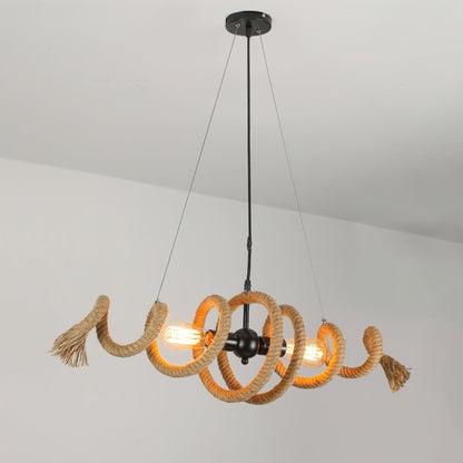 Hemp Rope Industrial Spiral Chandelier Position 14