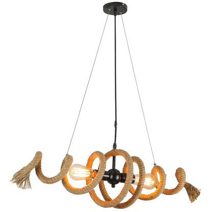 Hemp Rope Industrial Spiral Chandelier Position 12