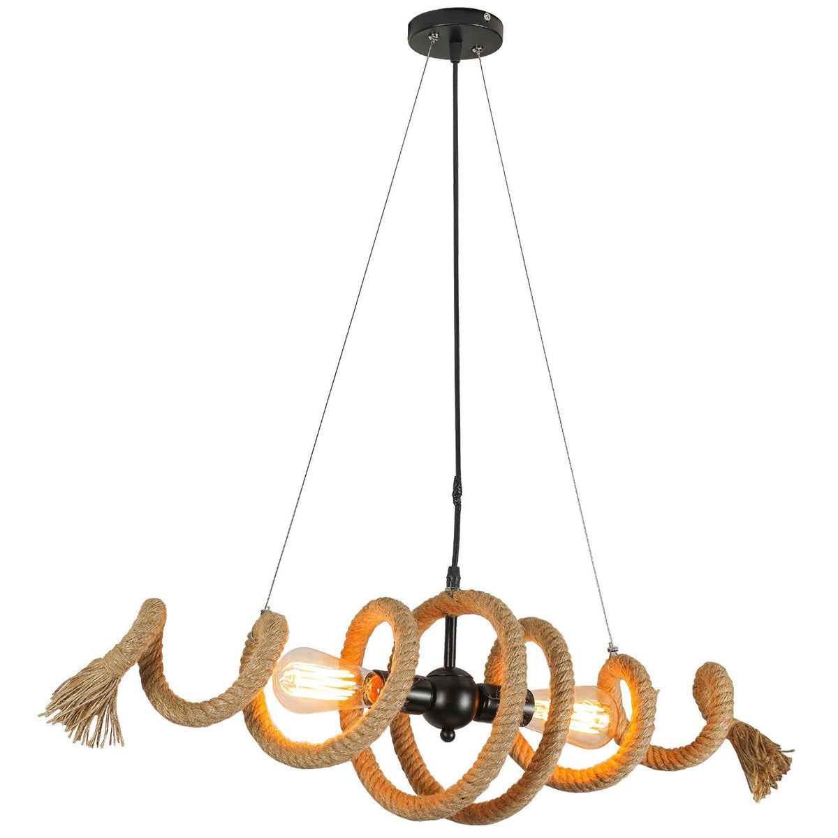 Hemp Rope Industrial Spiral Chandelier Position 12