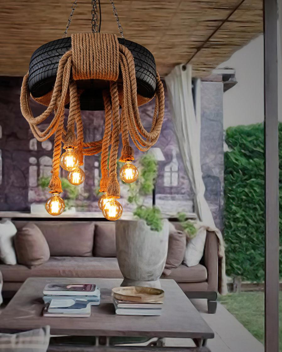 Hemp Rope Industrial Tire Chandelier Position 7