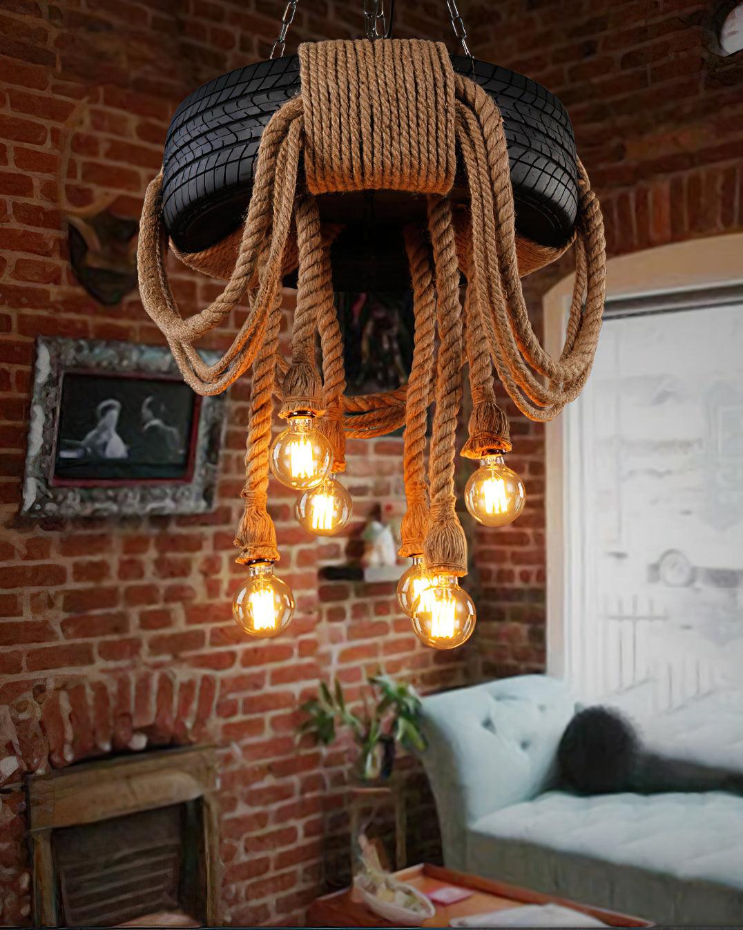 Hemp Rope Industrial Tire Chandelier Position 8