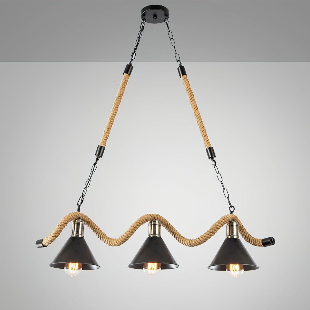 Hemp Rope Industrial Wave Chandelier Position 17