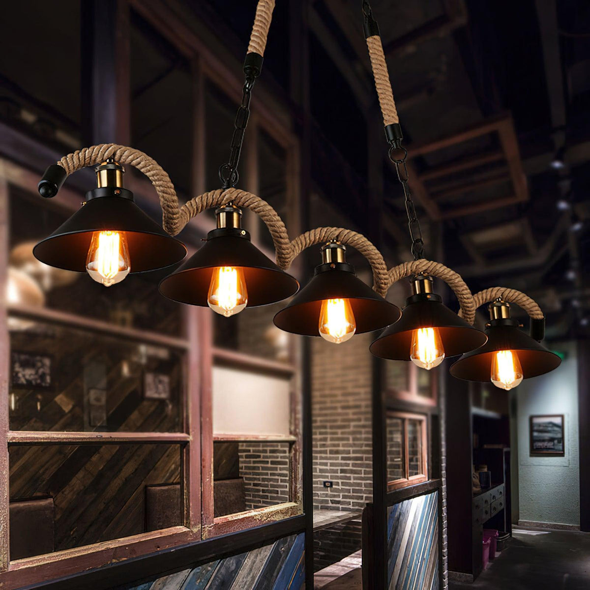 Hemp Rope Industrial Wave Chandelier Position 10
