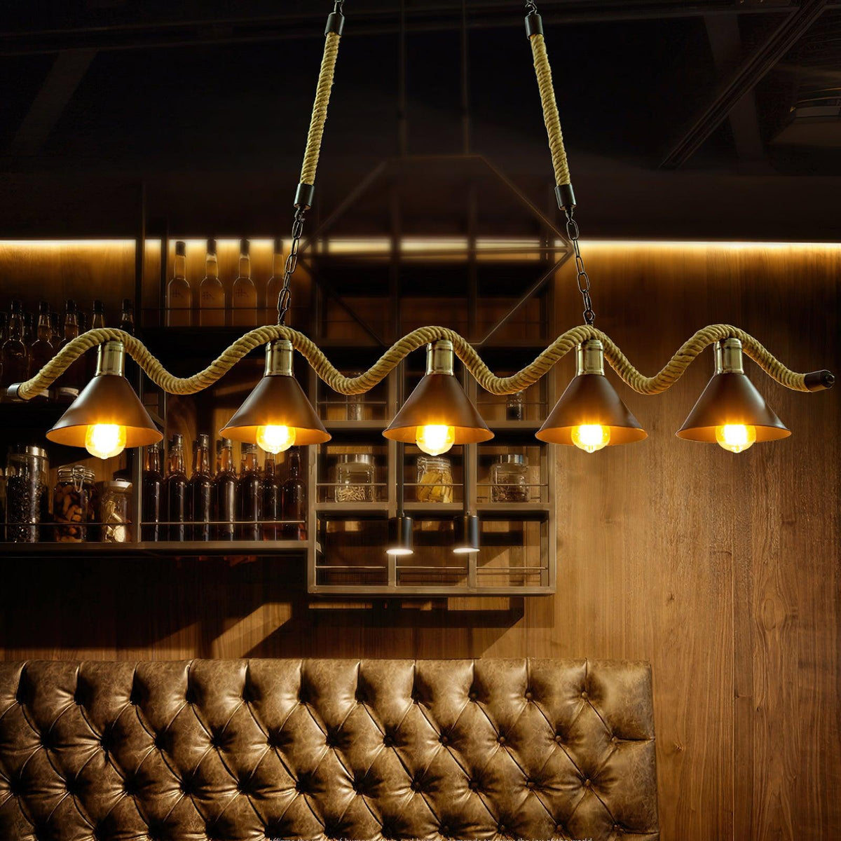 Hemp Rope Industrial Wave Chandelier Position 11