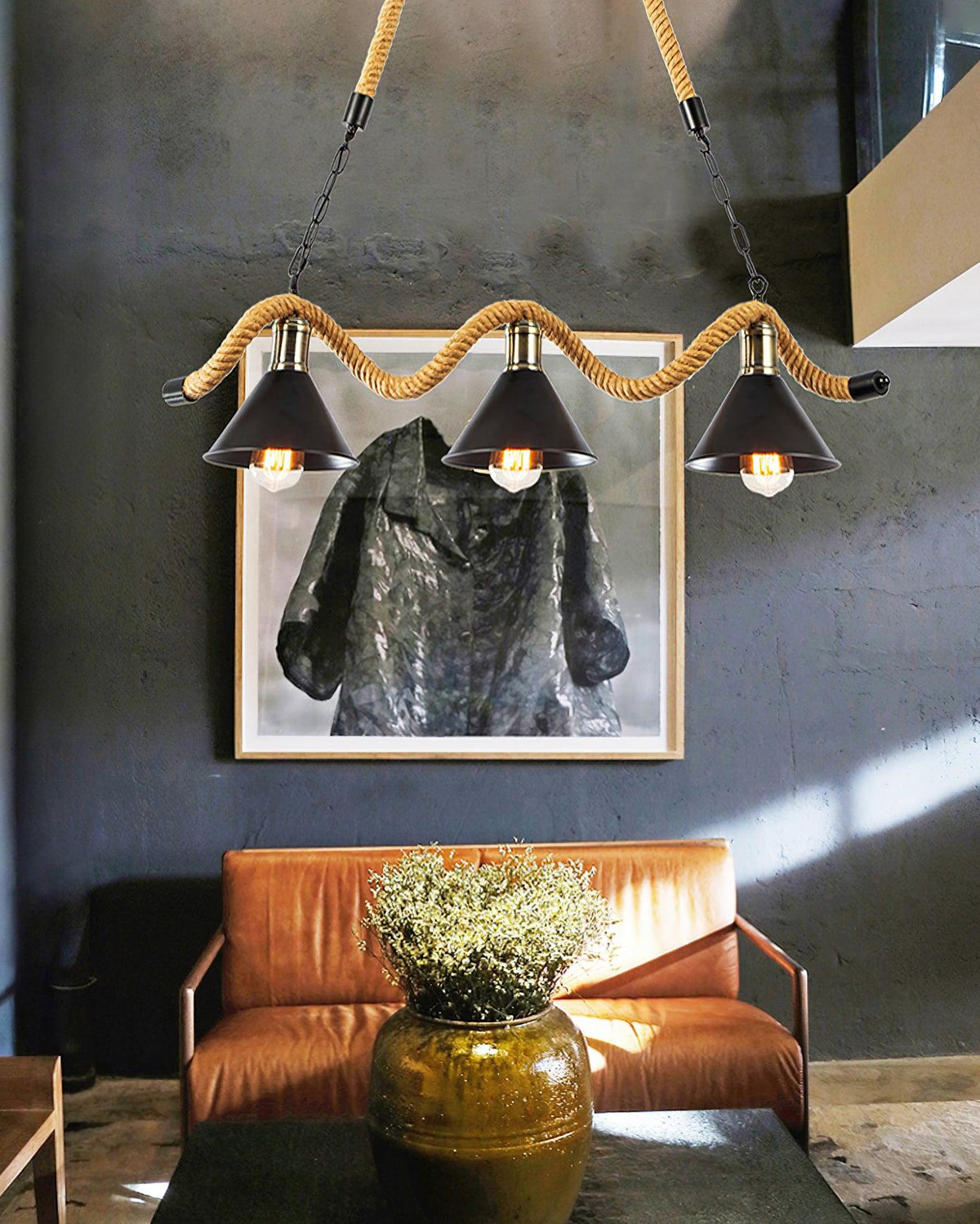 Hemp Rope Industrial Wave Chandelier Position 13