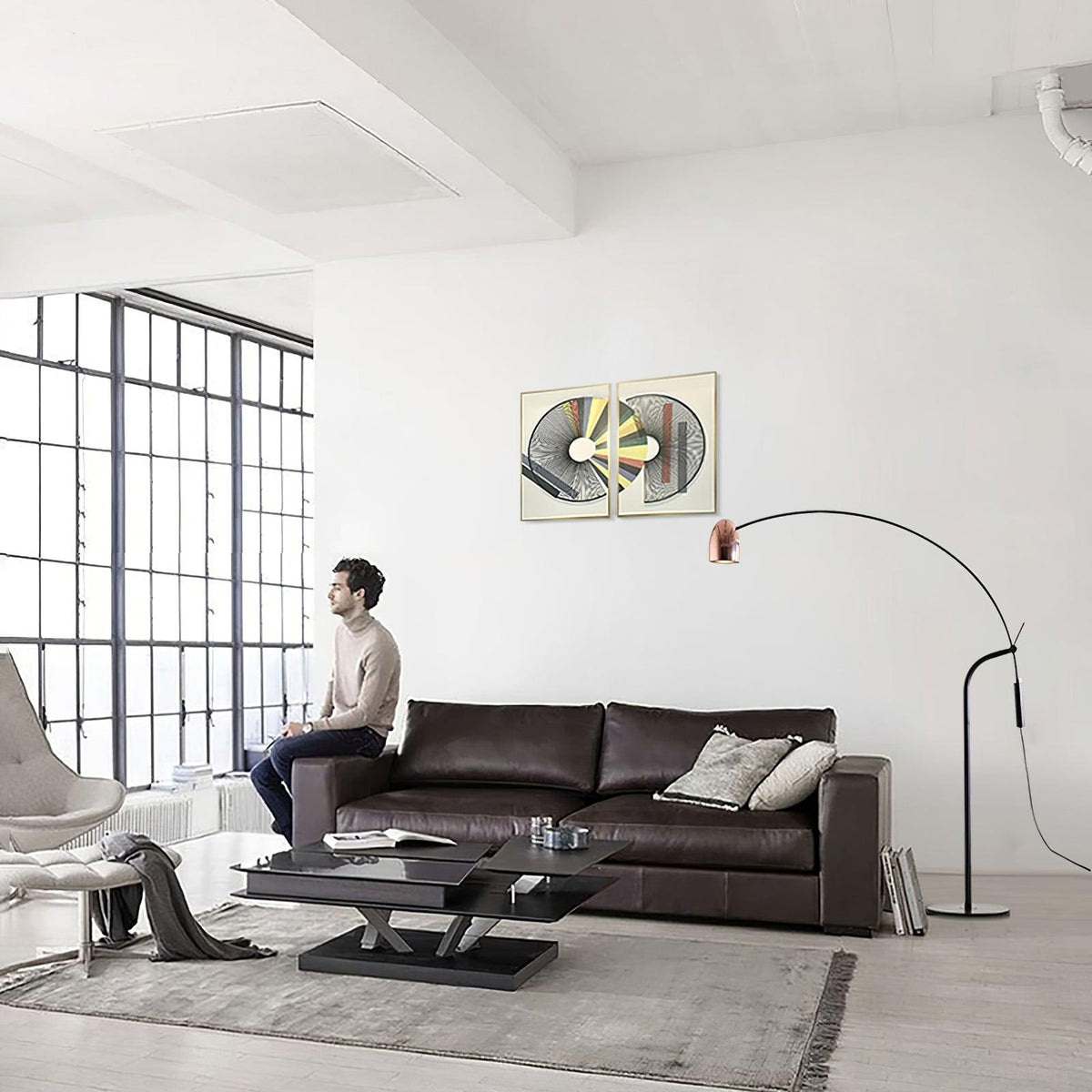Hercules Adjustable Floor Lamp with Dimmable LED and Modern Design — front view
