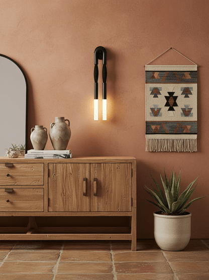 Horsehair Wall Lamp with Adjustable Light