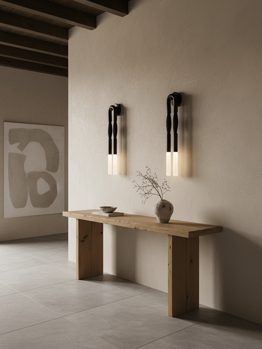 Horsehair Wall Lamp with Adjustable Light