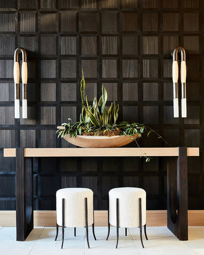 Horsehair Wall Lamp with Adjustable Light