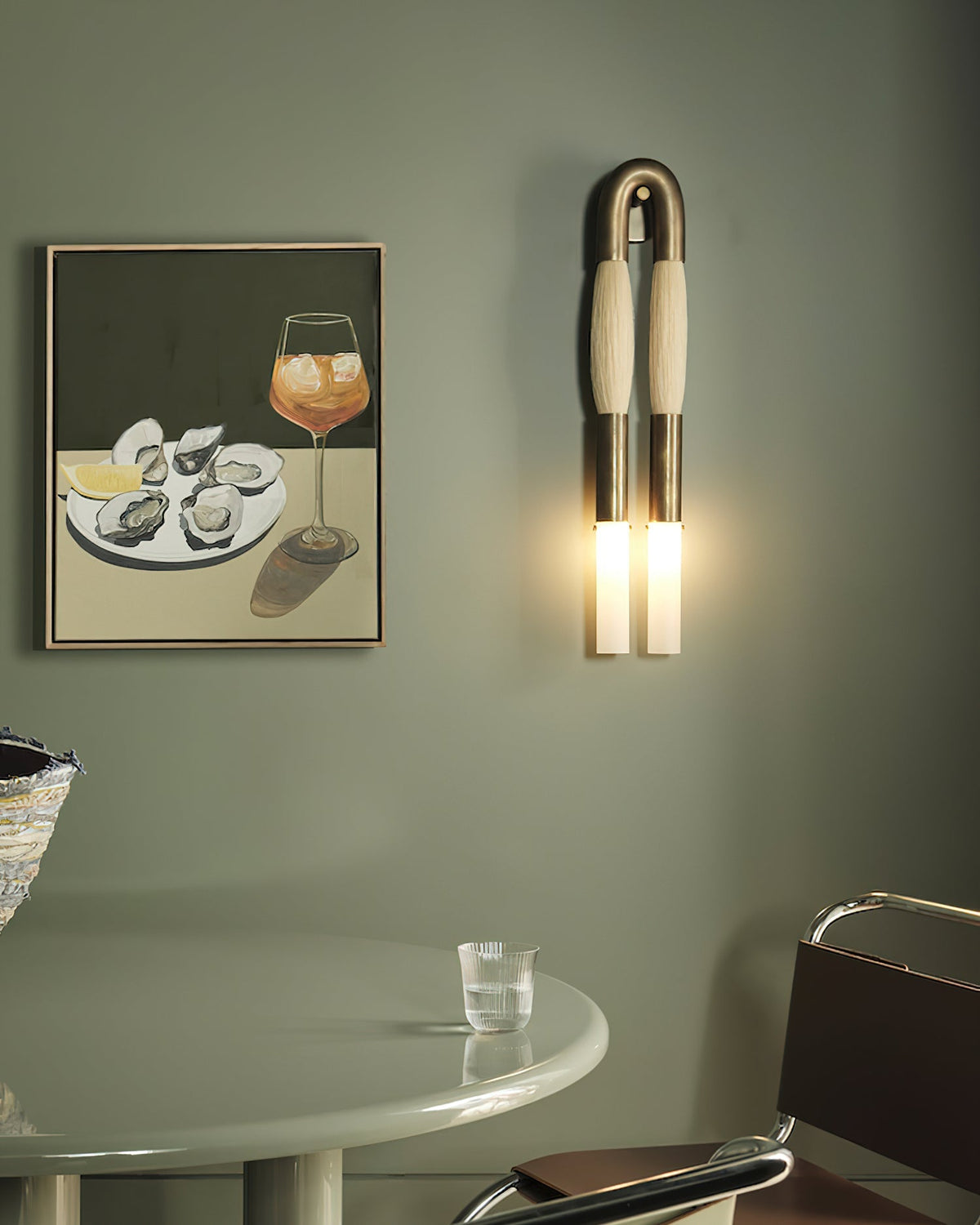 Horsehair Wall Lamp with Adjustable Light