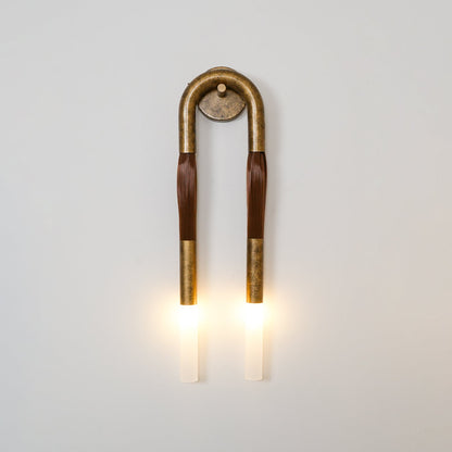 Horsehair Wall Lamp with Adjustable Light — front view