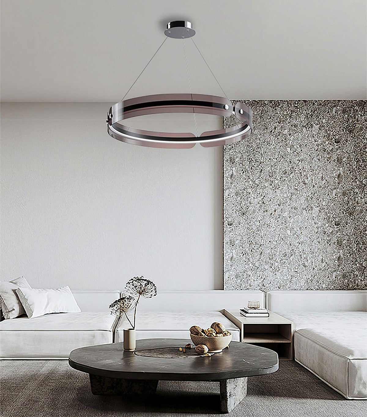 Tall Modern LED Chandelier, Dimmable Brightness