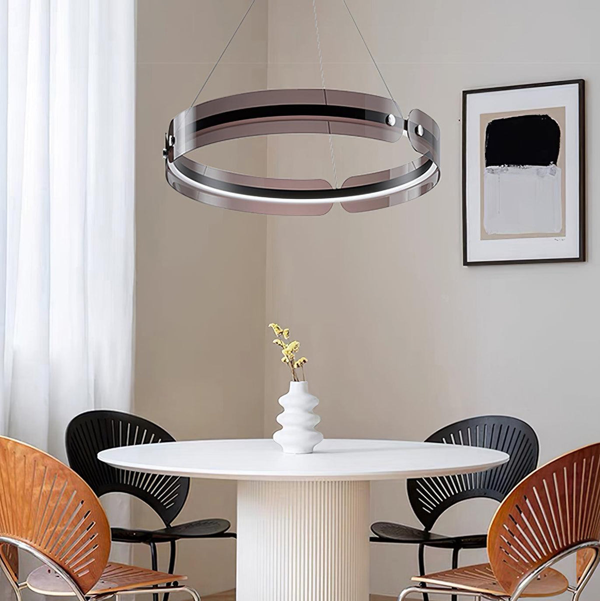 Tall Modern LED Chandelier, Dimmable Brightness