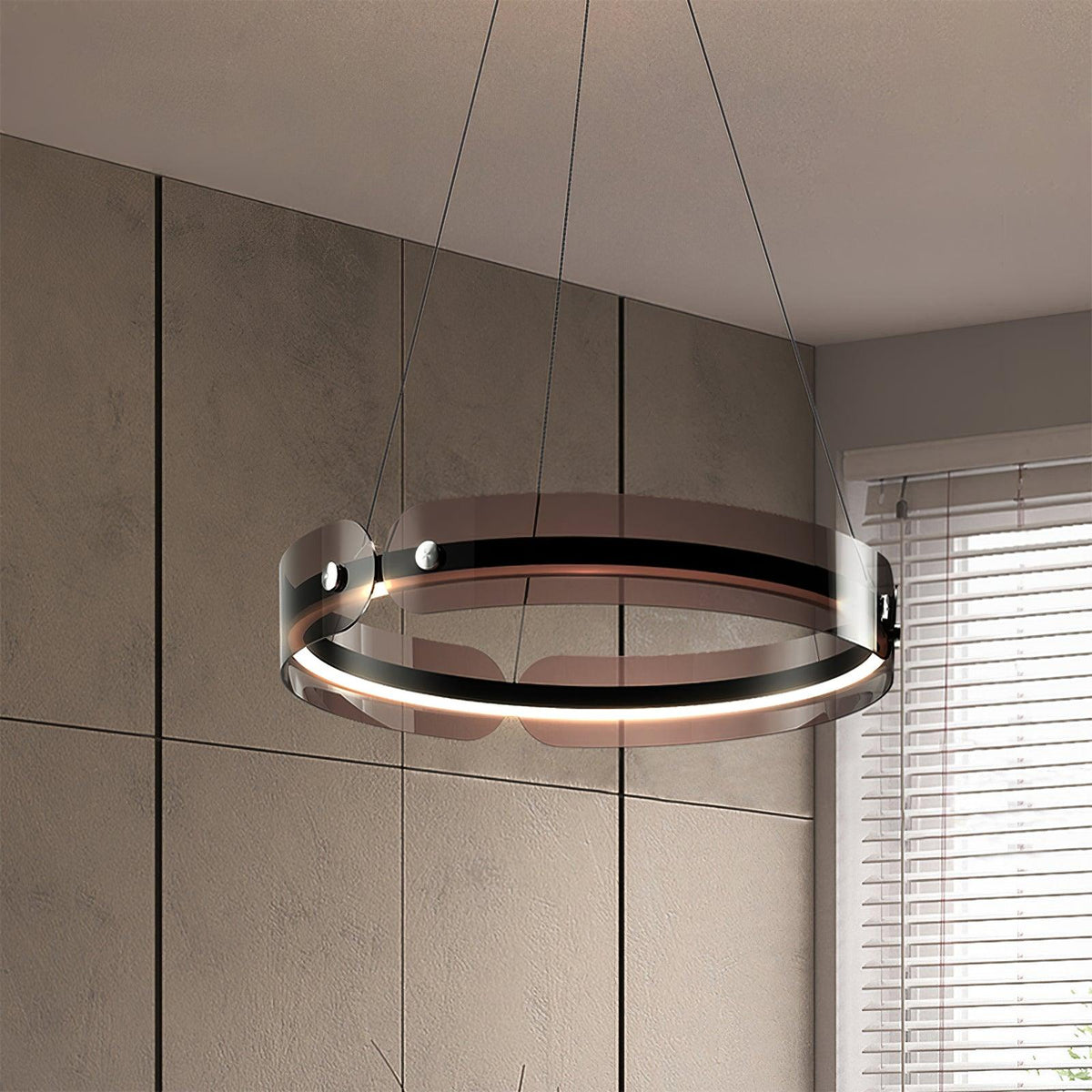 Tall Modern LED Chandelier, Dimmable Brightness — alternate angle