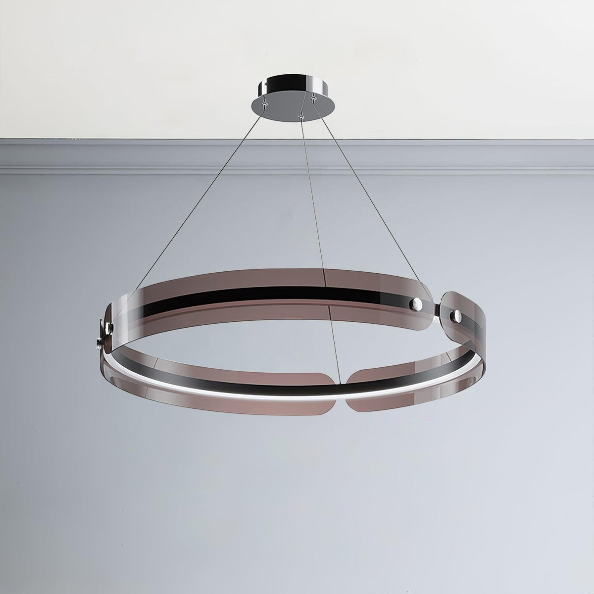 Tall Modern LED Chandelier, Dimmable Brightness — front view