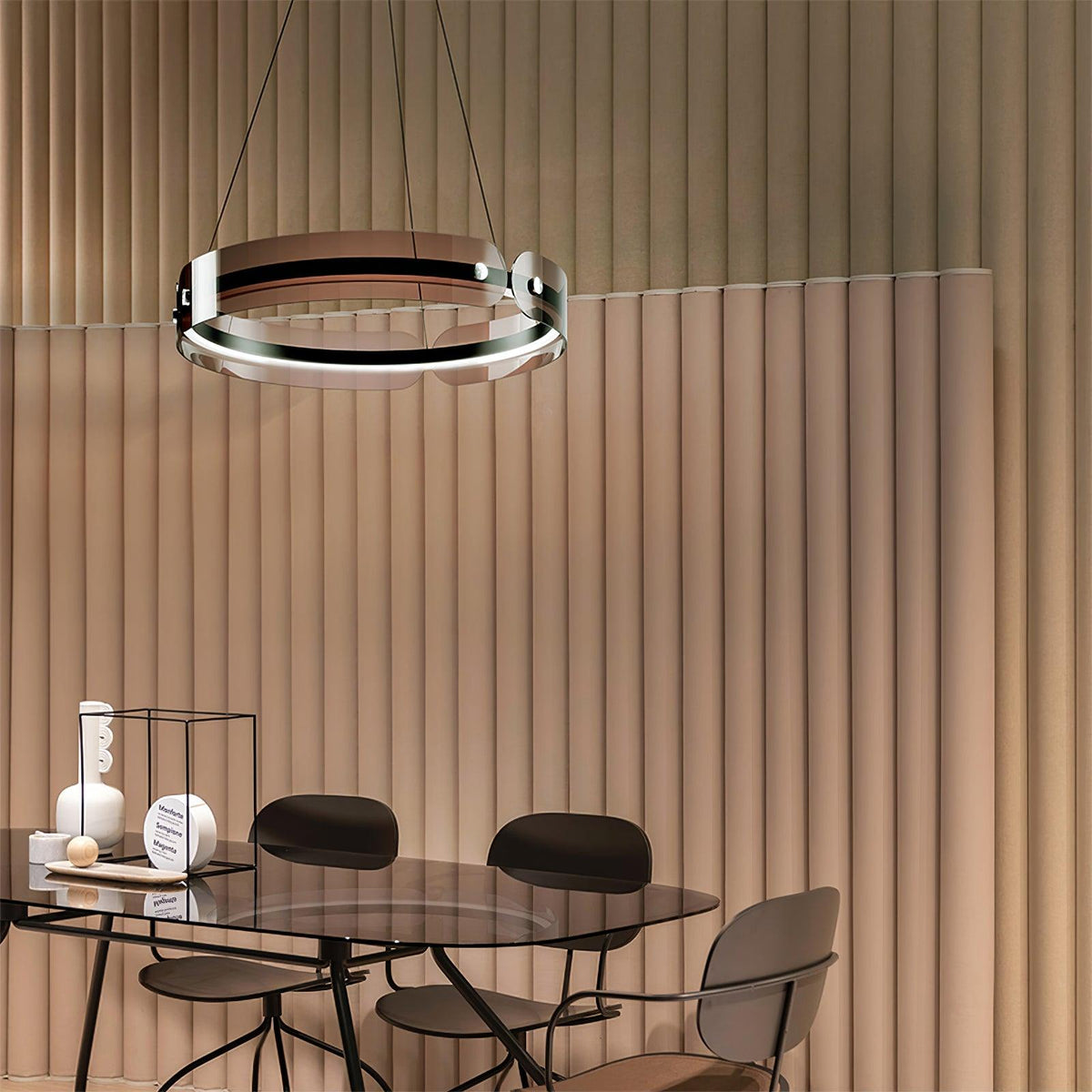 Tall Modern LED Chandelier, Dimmable Brightness