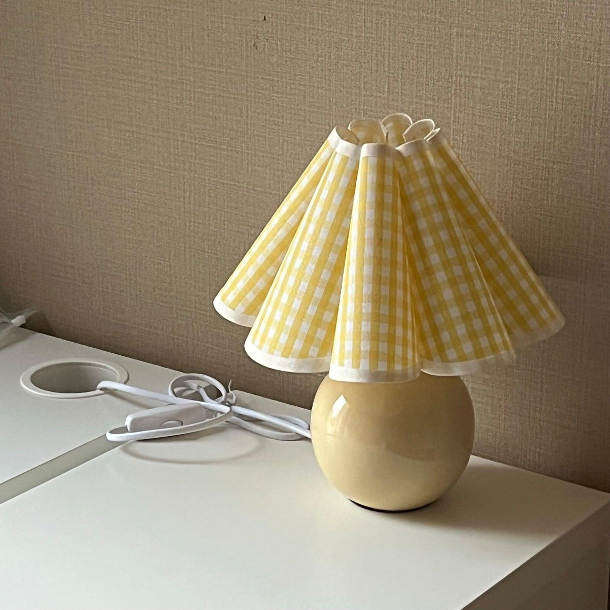 Knife Pleat Table Lamp, Soft Ambient Light