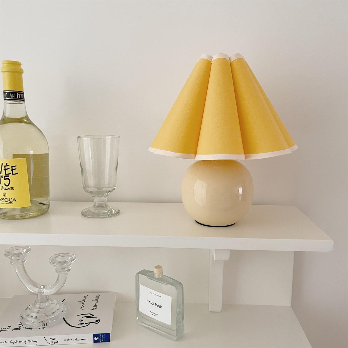 Knife Pleat Table Lamp, Soft Ambient Light