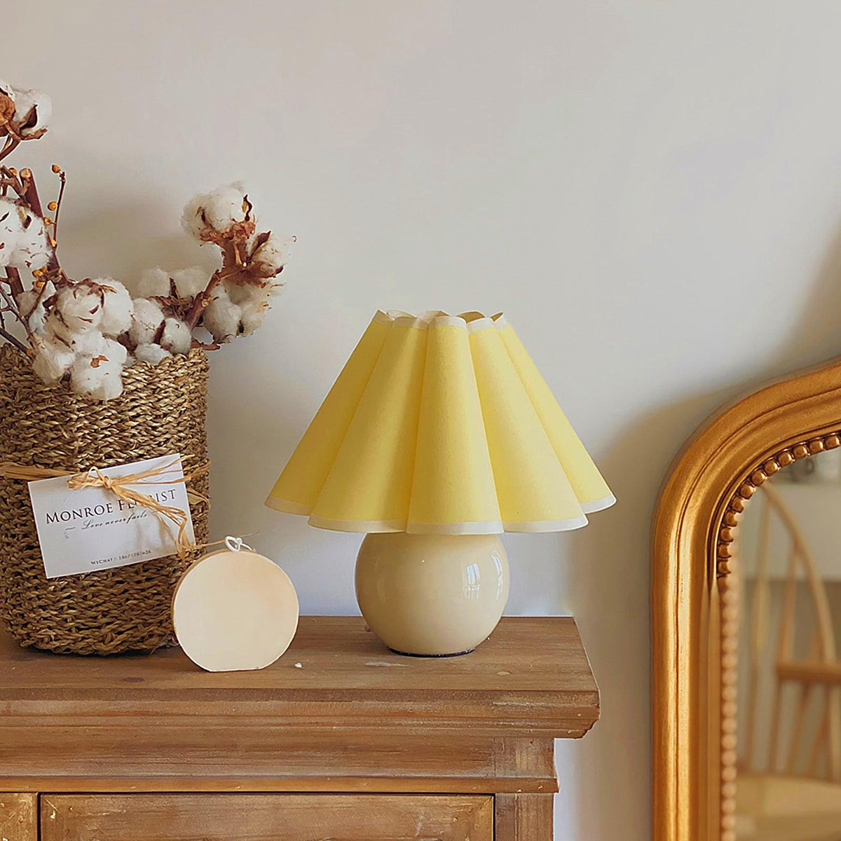 Knife Pleat Table Lamp, Soft Ambient Light