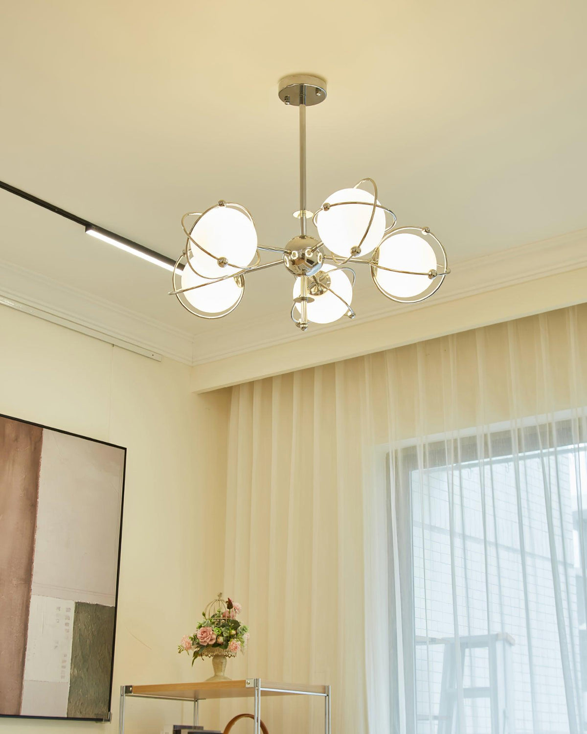 Chandelier with Adjustable Height and LED Lighting — lifestyle view