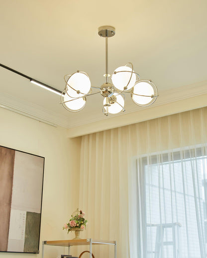 Chandelier with Adjustable Height and LED Lighting — lifestyle view