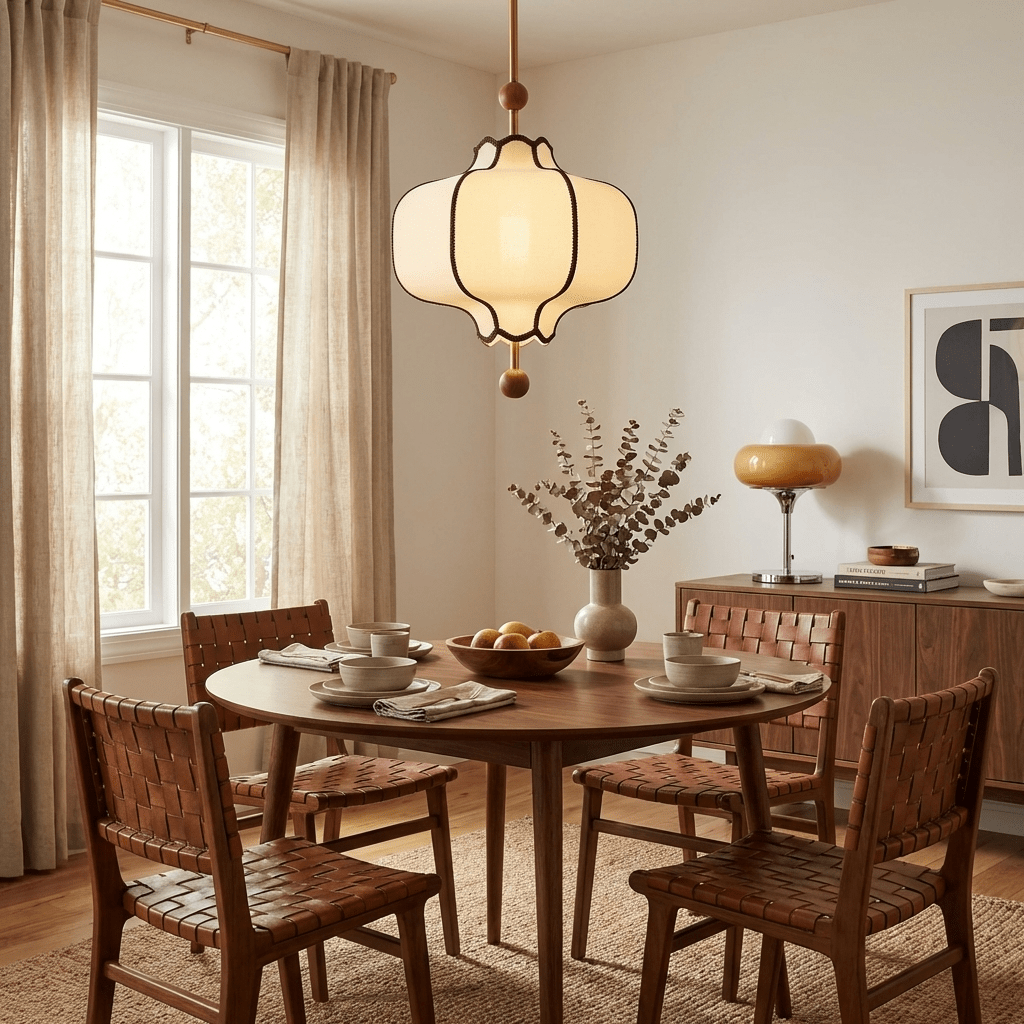 Fabric Shade Pendant Light with Soft Glow — lifestyle view