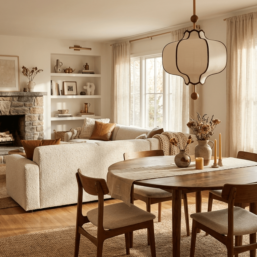 Fabric Shade Pendant Light with Soft Glow — front view
