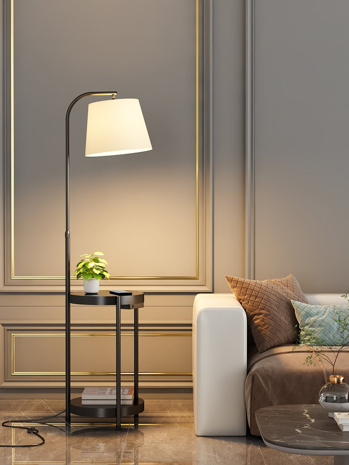 Lilah LED Floor Lamp with Adjustable Brightness and Modern Design — lifestyle view