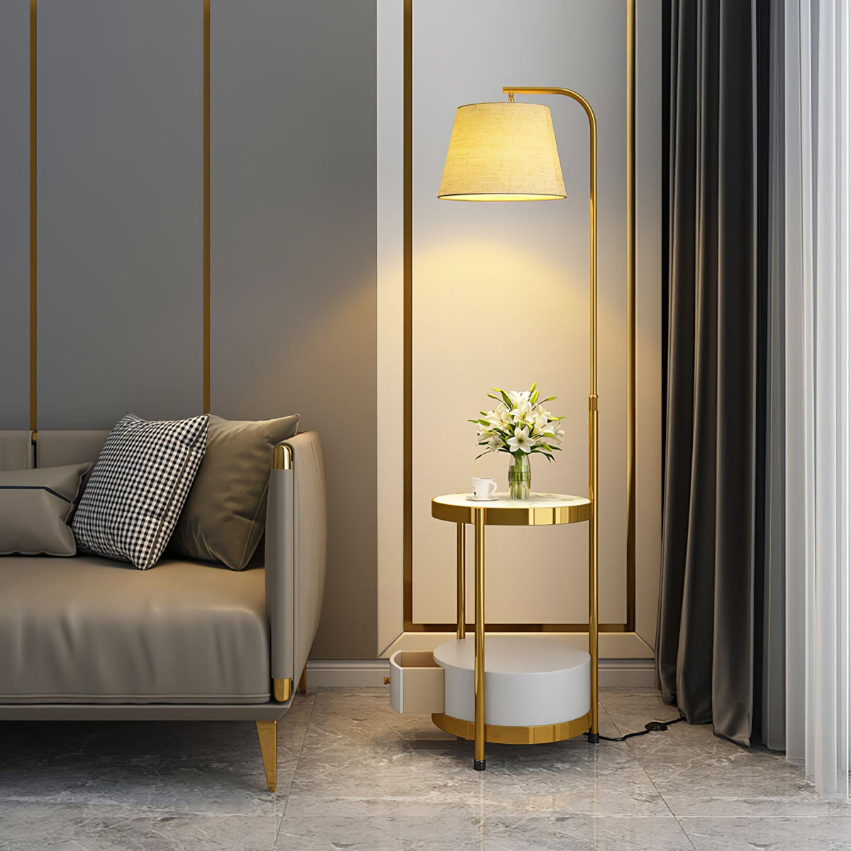 Lilah LED Floor Lamp with Adjustable Brightness and Modern Design — side view