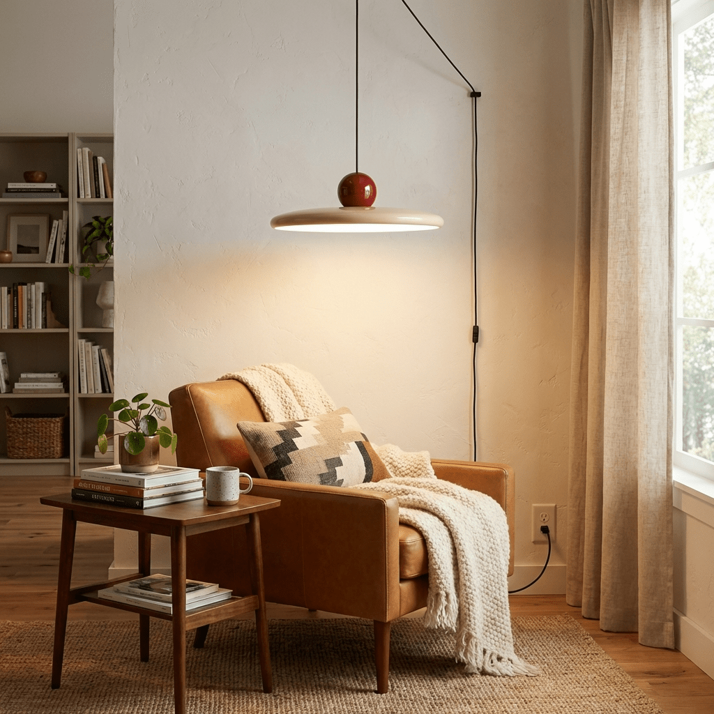 Plug-In Swag Pendant Light with Warm Glow — alternate angle