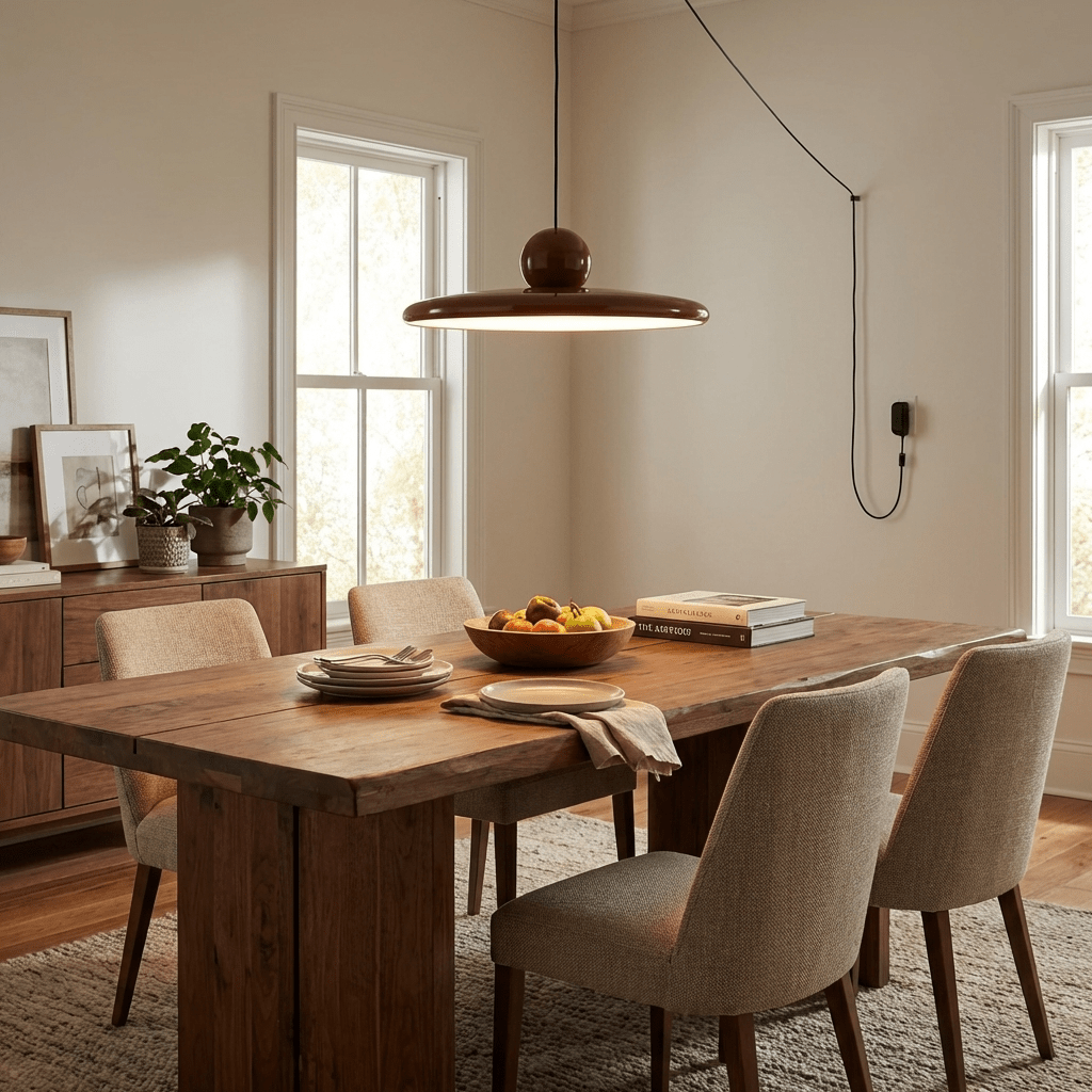Plug-In Swag Pendant Light with Warm Glow — side view