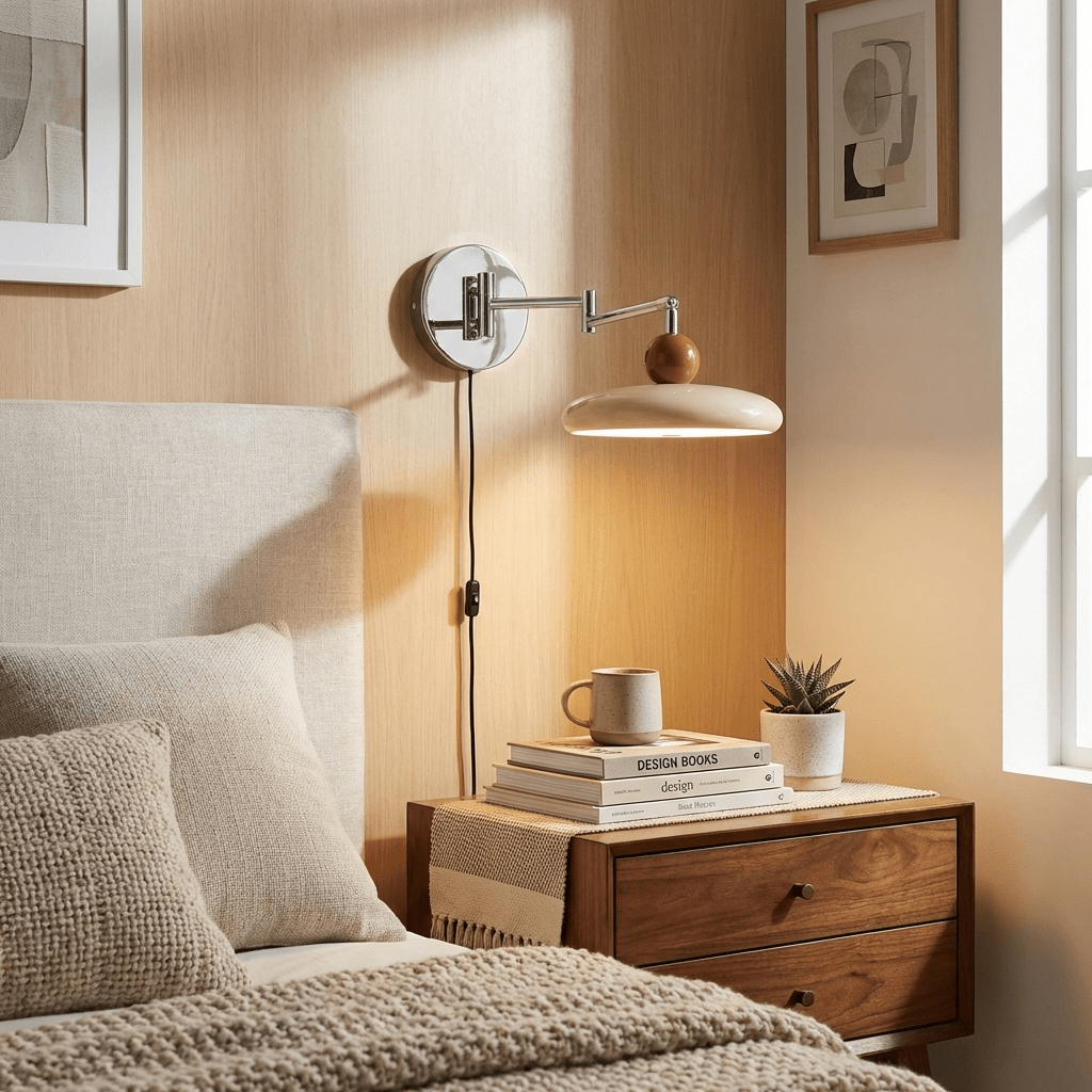 Plug-In Wall Lamp with Adjustable Brightness — lifestyle view