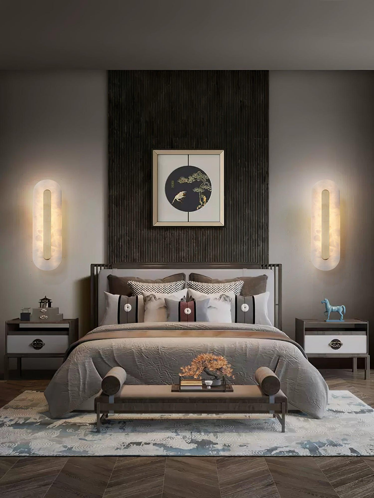 Alabaster Rounded Wall Light, Soft Glow